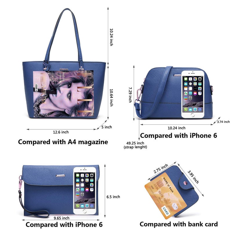 YTL Women Fashion Handbags Wallet Tote Bag Shoulder Bag Top Handle Satchel Purse Set 4pcs - Image 4